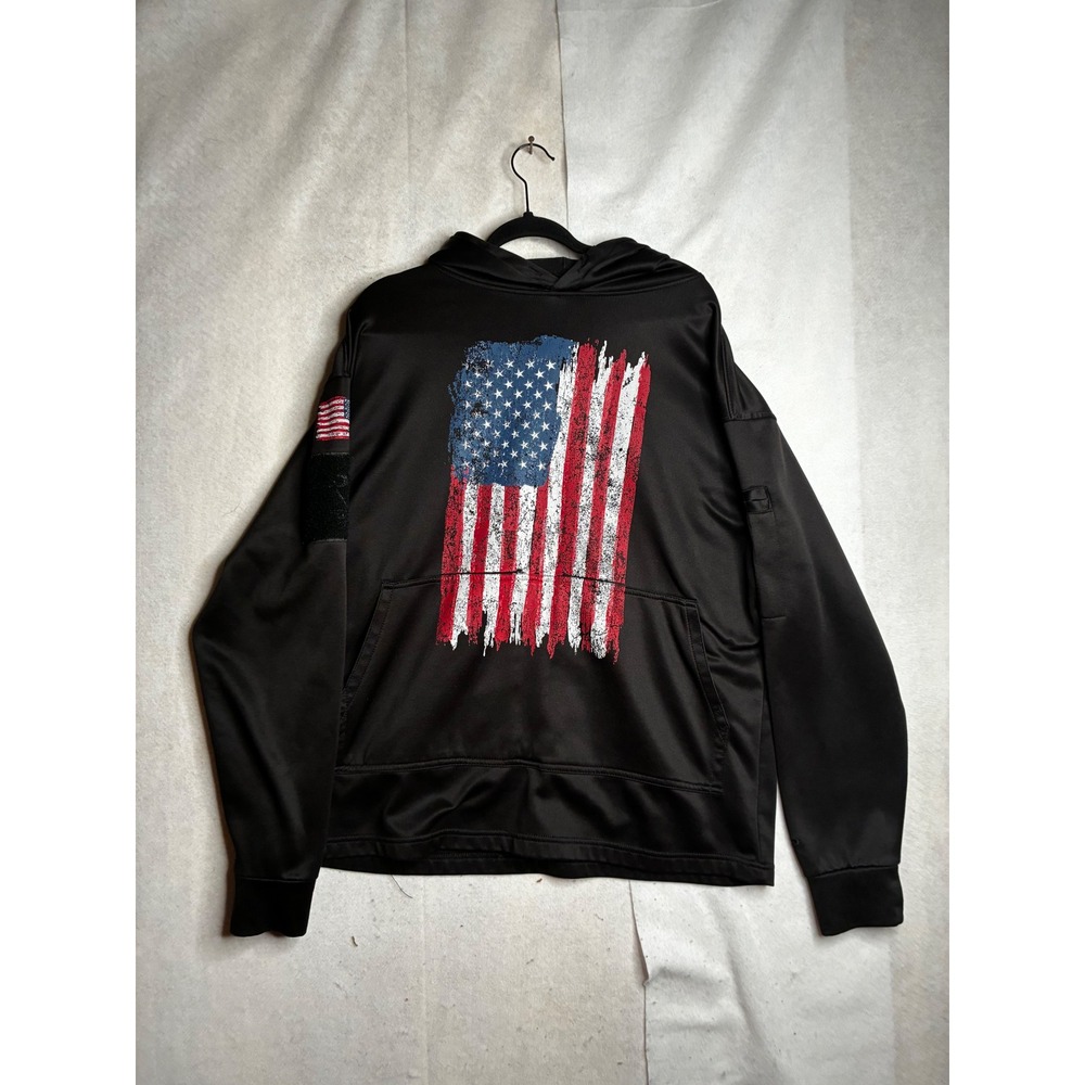 Rothco Mens Distressed American‎ Flag Tactical Hoodie Black Large 2514